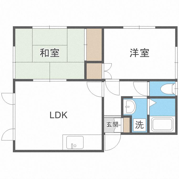 レジデンスモン・ローゼB(2LDK/2階)の間取り写真