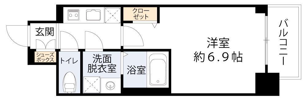 ファステート難波デラックス(1K/14階)の間取り写真