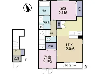DOLCE(2LDK/2階)の間取り写真