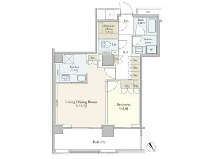 パークコート神宮前(1LDK/5階)の間取り写真