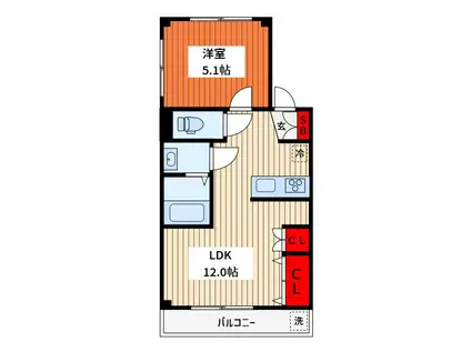 フラワーハイム(1LDK/3階)の間取り写真