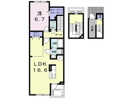 ネバーランドIII B(1LDK/3階)の間取り写真
