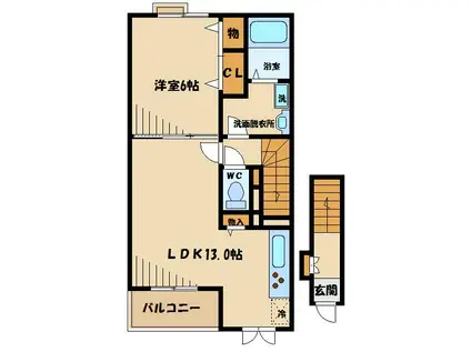 コートダジュール(1LDK/2階)の間取り写真