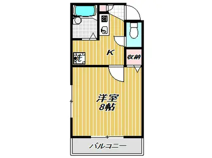 MS COURT(1K/3階)の間取り写真