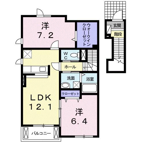 ネオシティ葵A(2LDK/2階)の間取り写真