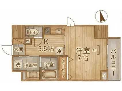 エトワール尼崎(1K/4階)の間取り写真