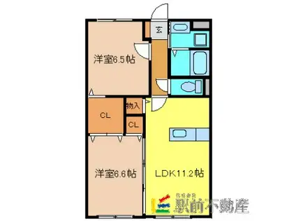 ドマーニ(2LDK/2階)の間取り写真