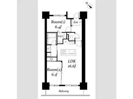 ロイヤルパークス千種(2LDK/8階)の間取り写真