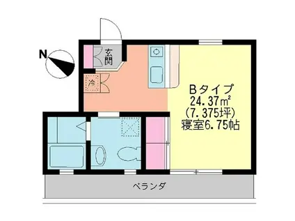 ルミエールII(ワンルーム/2階)の間取り写真