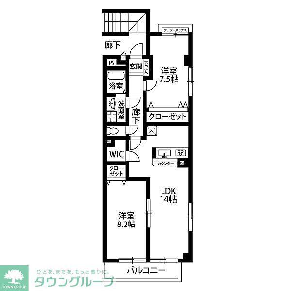 アンプルールフェールPLAGE(2LDK/2階)の間取り写真