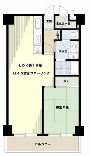 日商岩井日本橋浜町マンション(1LDK/4階)の間取り写真