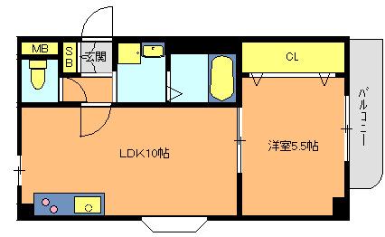 エメラ美苑2(1LDK/2階)の間取り写真