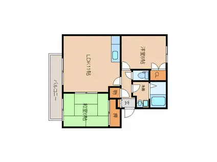 ペイサージュB(2LDK/2階)の間取り写真