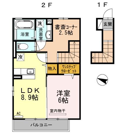 ウィット植松(1LDK/2階)の間取り写真