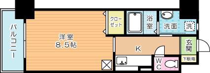 アンシャール(1K/4階)の間取り写真