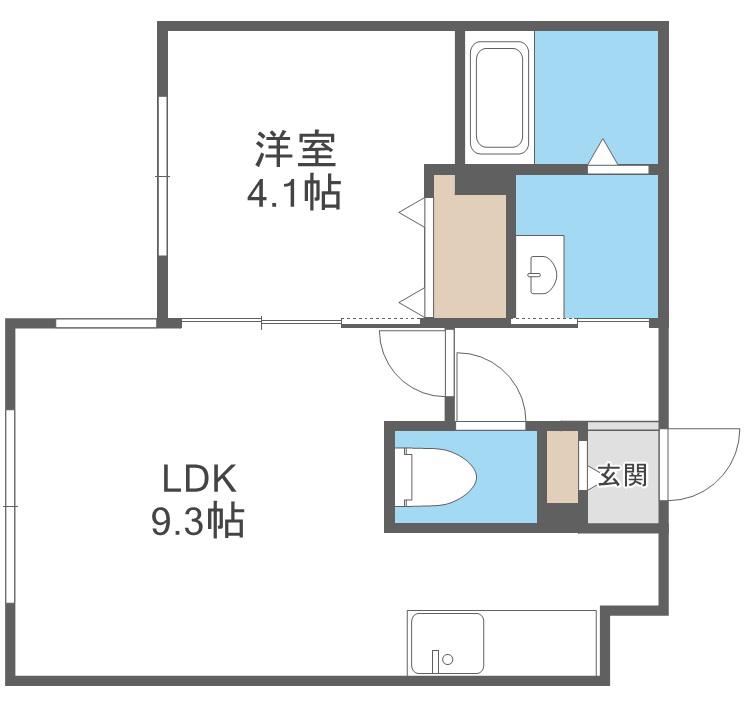 LIEN F・VILLAGE(1LDK/1階)の間取り写真
