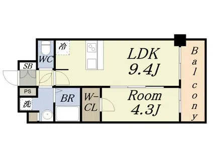 プレサンス朝潮橋ベイ・ブリーズ(1LDK/13階)の間取り写真
