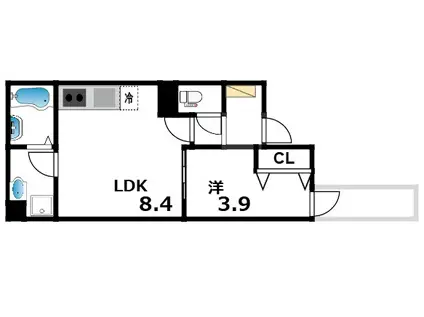 DPORTOALOGGIO(1LDK/3階)の間取り写真