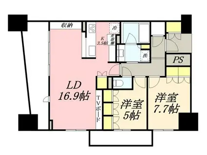 ル・シェモア浜松中央(2LDK/13階)の間取り写真