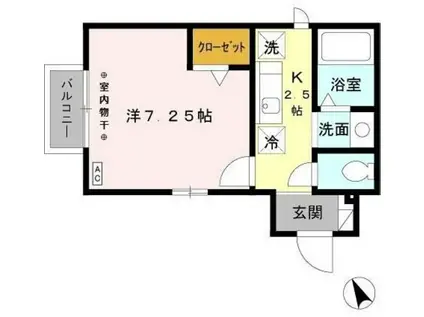 マルグリットABA棟(1K/1階)の間取り写真