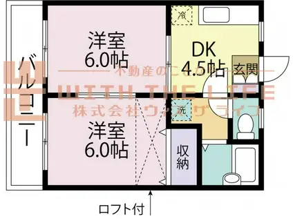 OLD COUNTRY(2DK/2階)の間取り写真