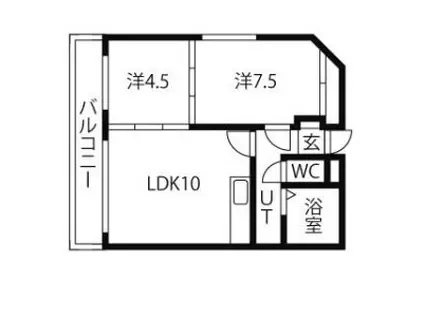 ドミローレル第8(2LDK/11階)の間取り写真