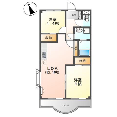 ガーデンハイム壱番館(2LDK/2階)の間取り写真