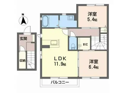 イノセントS III(2LDK/2階)の間取り写真