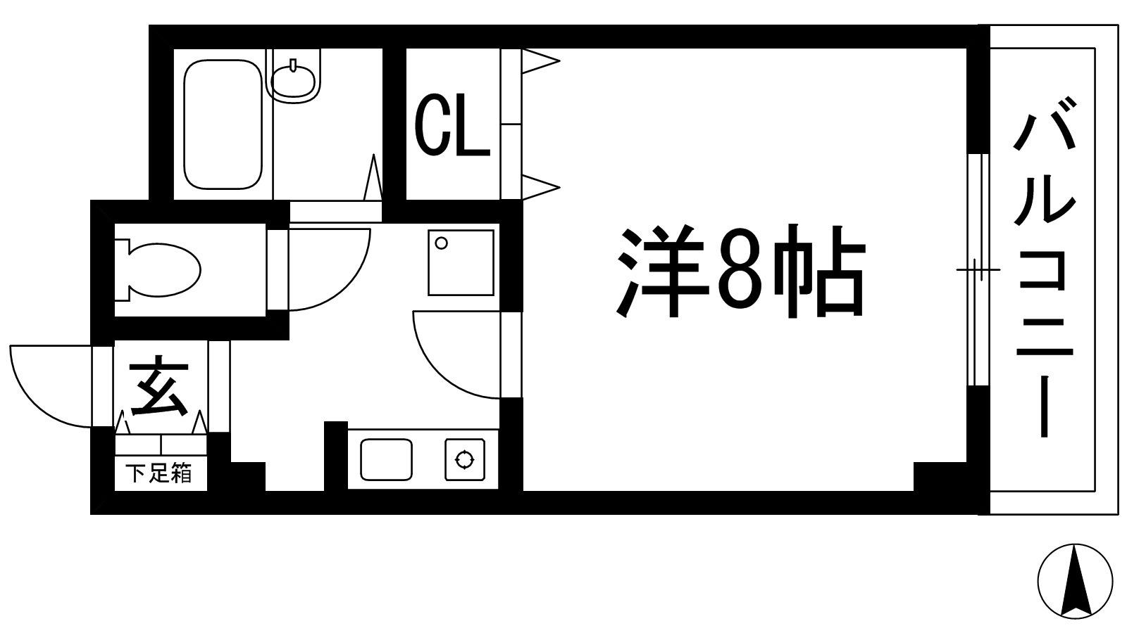 マサーレ川西(1K/4階)の間取り写真