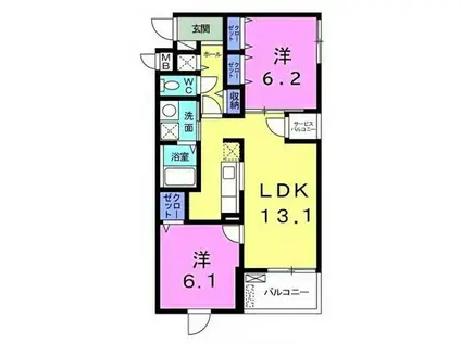 エムロード(2LDK/5階)の間取り写真