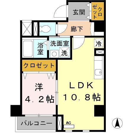 ウェルベア新神戸(1LDK/7階)の間取り写真