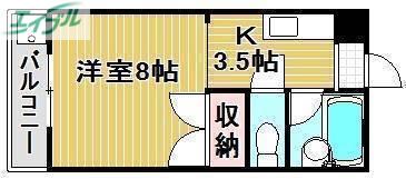 メゾン フルールII(1K/2階)の間取り写真
