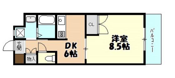 クレール長楽寺(1DK/3階)の間取り写真