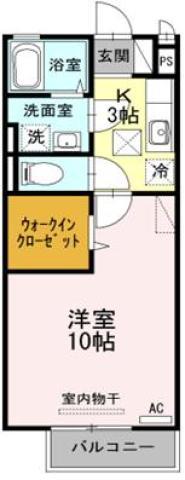 リヴェール F棟(1K/1階)の間取り写真