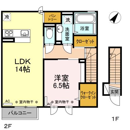 メイプル・シンC(1LDK/2階)の間取り写真