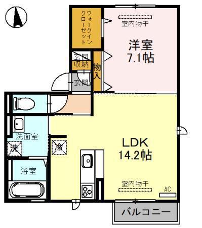 グランクレージュ有田川 A棟(1LDK/2階)の間取り写真