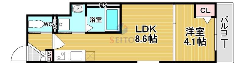 GRAND FORT(1LDK/1階)の間取り写真