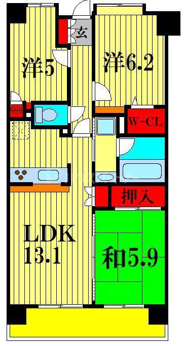 ディアハイム北松戸(3LDK/5階)の間取り写真