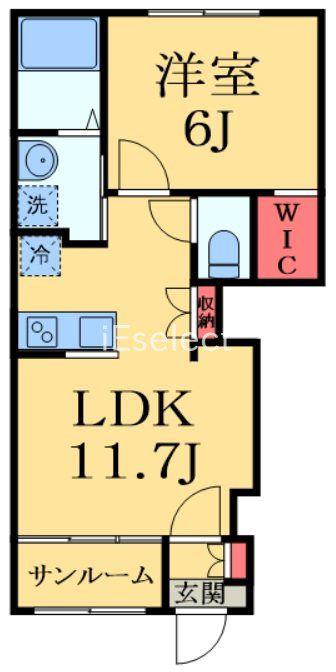 ソレイユ メイ(1LDK/1階)の間取り写真