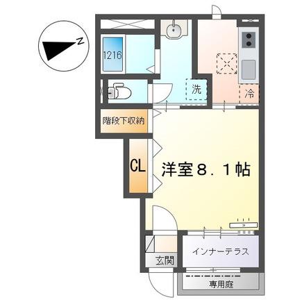 RH 柳川(1K/1階)の間取り写真