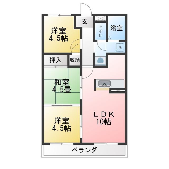 サンモールハイツII(3LDK/2階)の間取り写真