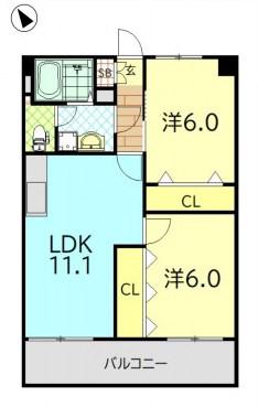 フェルト727(2LDK/3階)の間取り写真