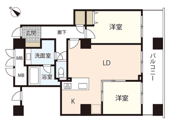 A.CITYタワーズウエスト(2LDK/7階)の間取り写真