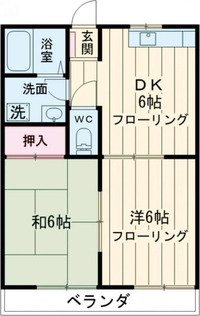 コーポ松本D(2DK/1階)の間取り写真