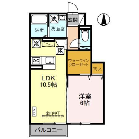 シュープリーム(1LDK/1階)の間取り写真