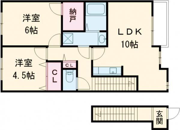 バルテュス広畑(2LDK/2階)の間取り写真