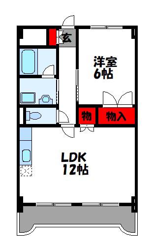 スカイコート21(1LDK/2階)の間取り写真