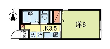 サニーテラス(1K/1階)の間取り写真