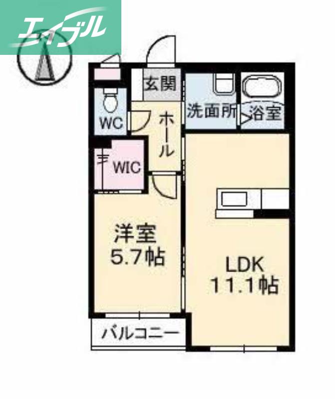 グランマスト高柳B棟(1LDK/1階)の間取り写真