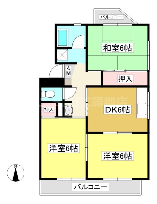 ハーバーハイツ(3DK/2階)の間取り写真